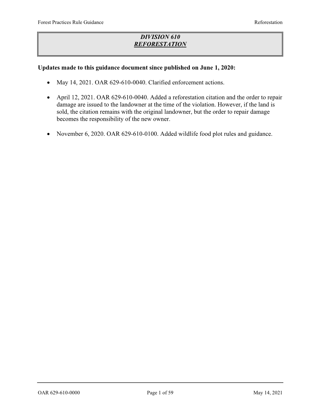 FPA Guidance Division 610: Reforestation