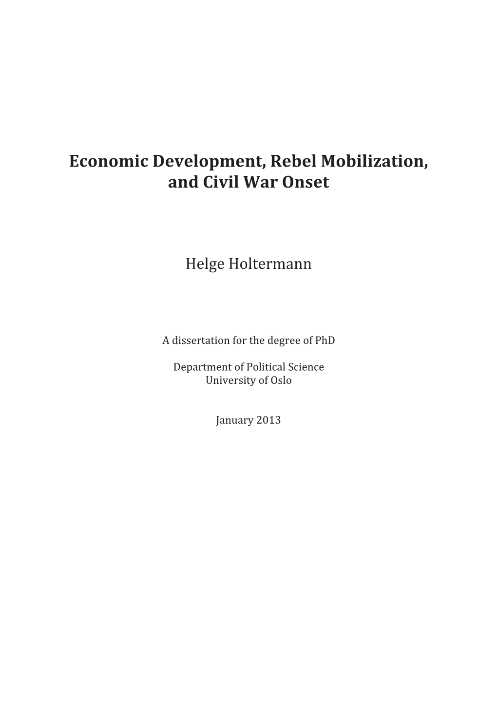 Economic Development, Rebel Mobilization, and Civil War Onset