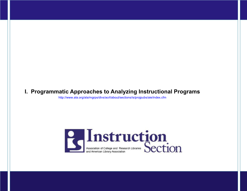 Programmatic Approaches to Analyzing Instructional Programs