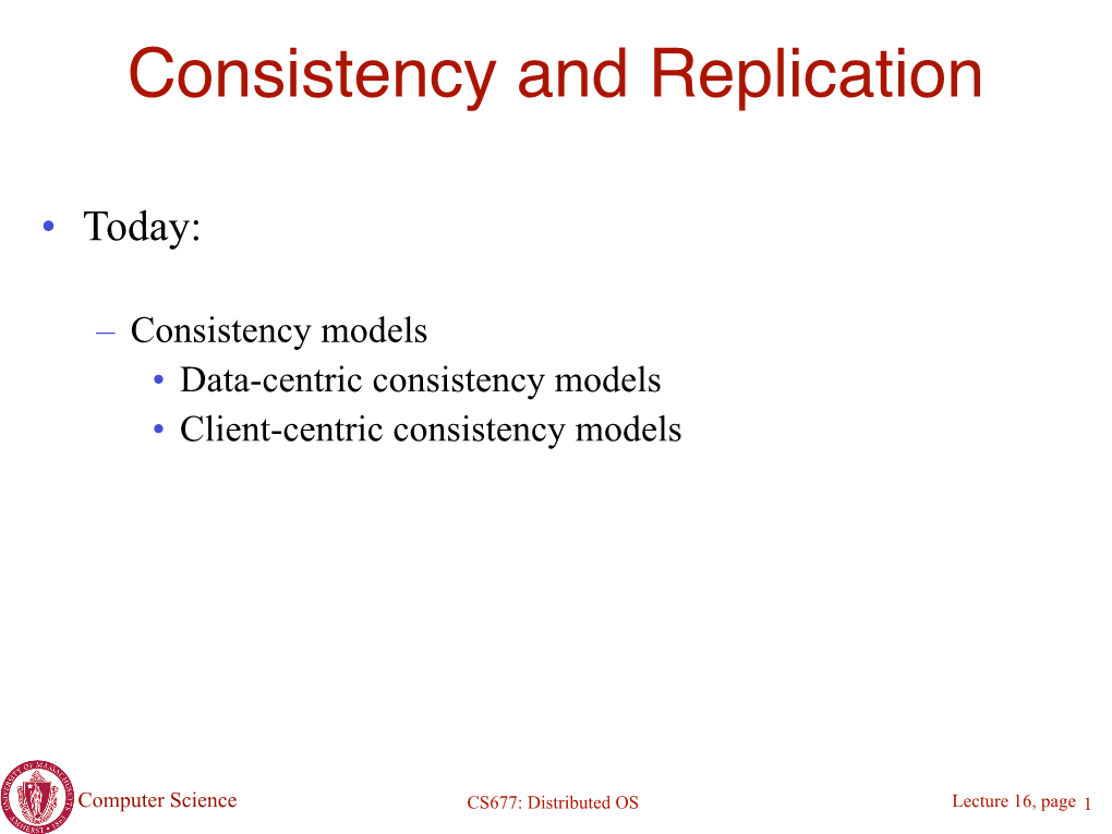 Consistency and Replication