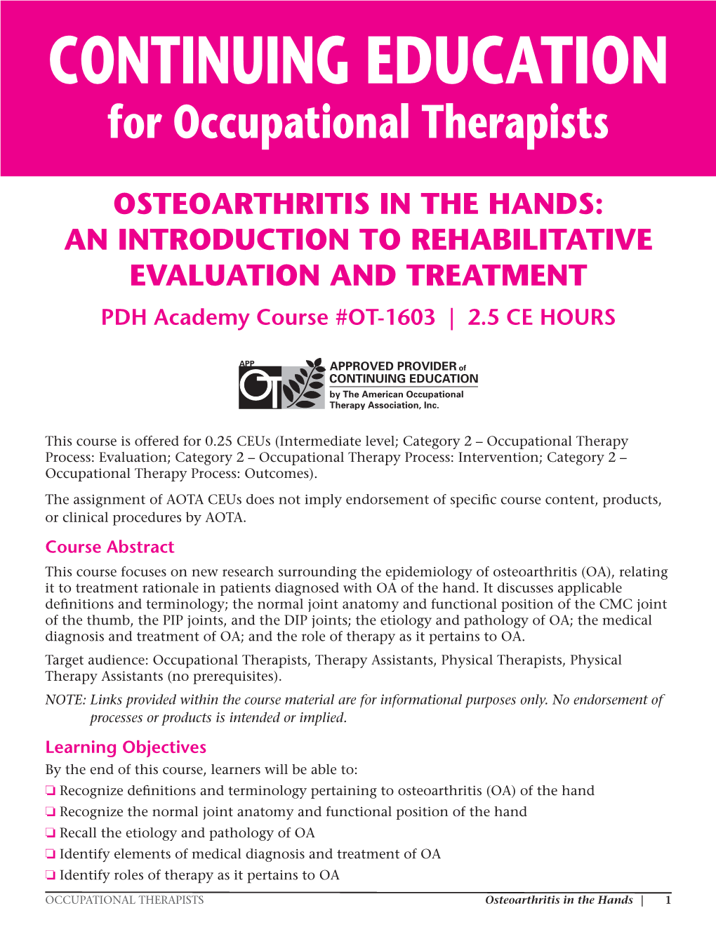 For Occupational Therapists