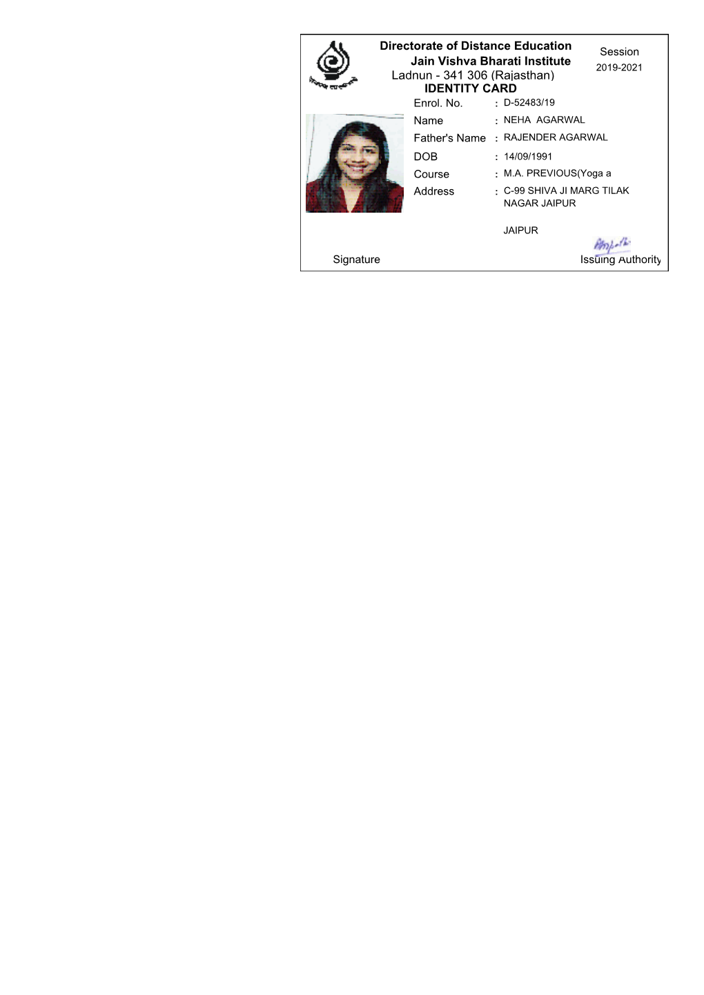 IDENTITY CARD Enrol