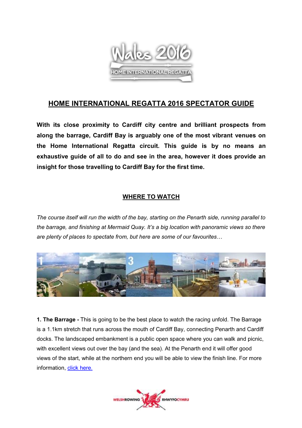 Home International Regatta 2016 Spectator Guide