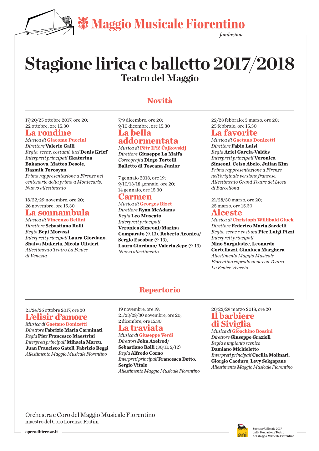 Stagione Lirica E Balletto 2017/2018 Teatro Del Maggio