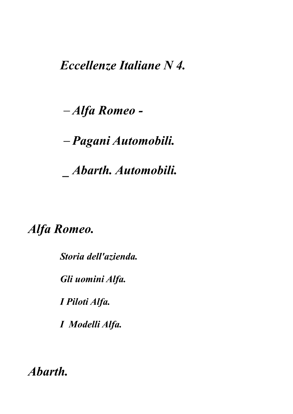 Eccellenze Italiane N 4. -Alfa Romeo