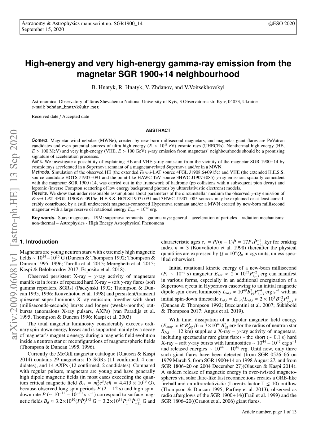 High-Energy and Very High-Energy Gamma-Ray Emission from the Magnetar SGR 1900+14 Neighbourhood B