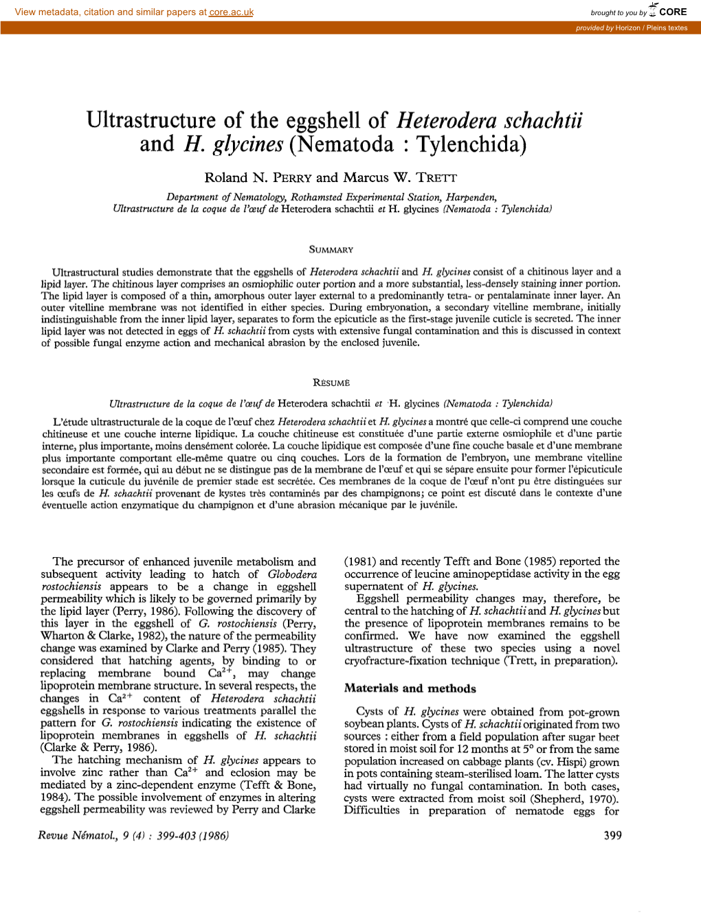 Ultrastructure of the Eggshell of Heterodera Schachtii and H