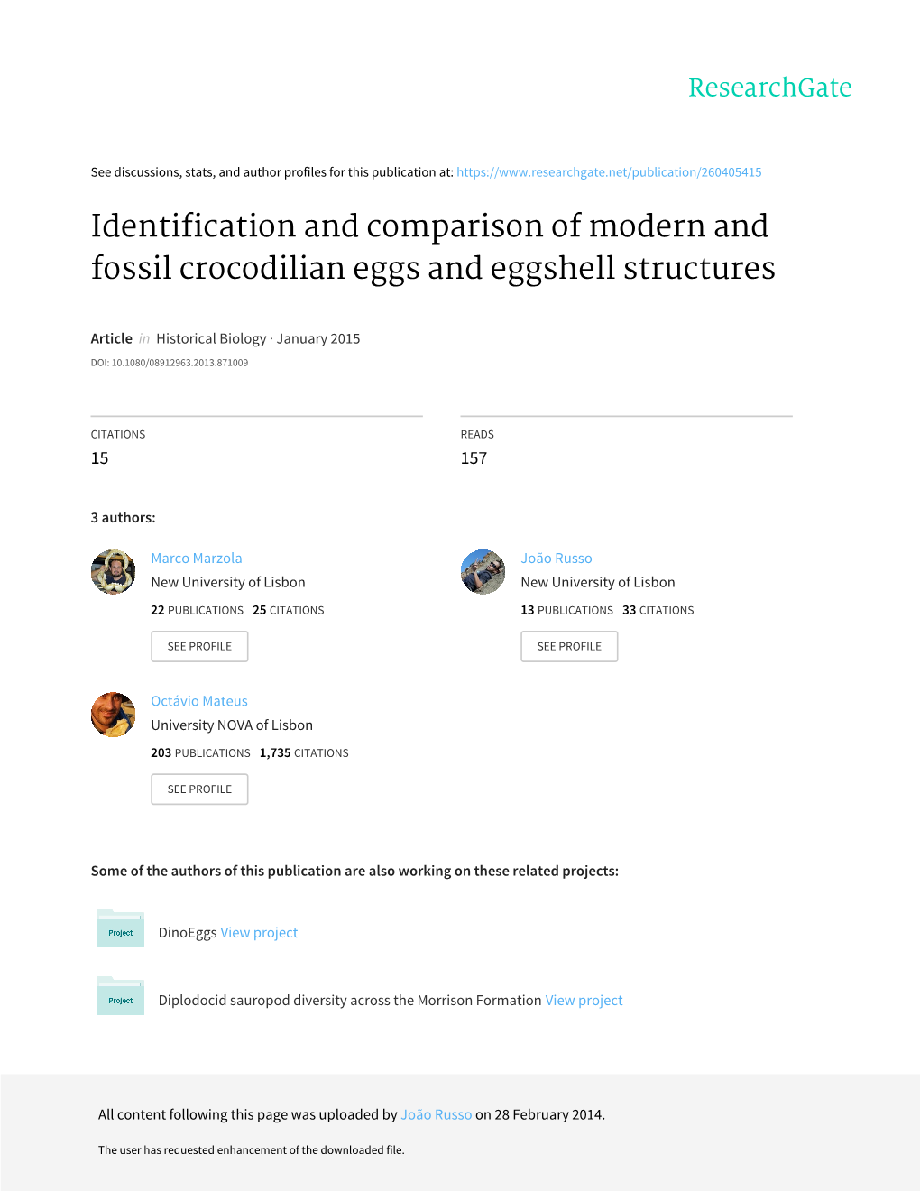 Identification and Comparison of Modern and Fossil Crocodilian Eggs and Eggshell Structures