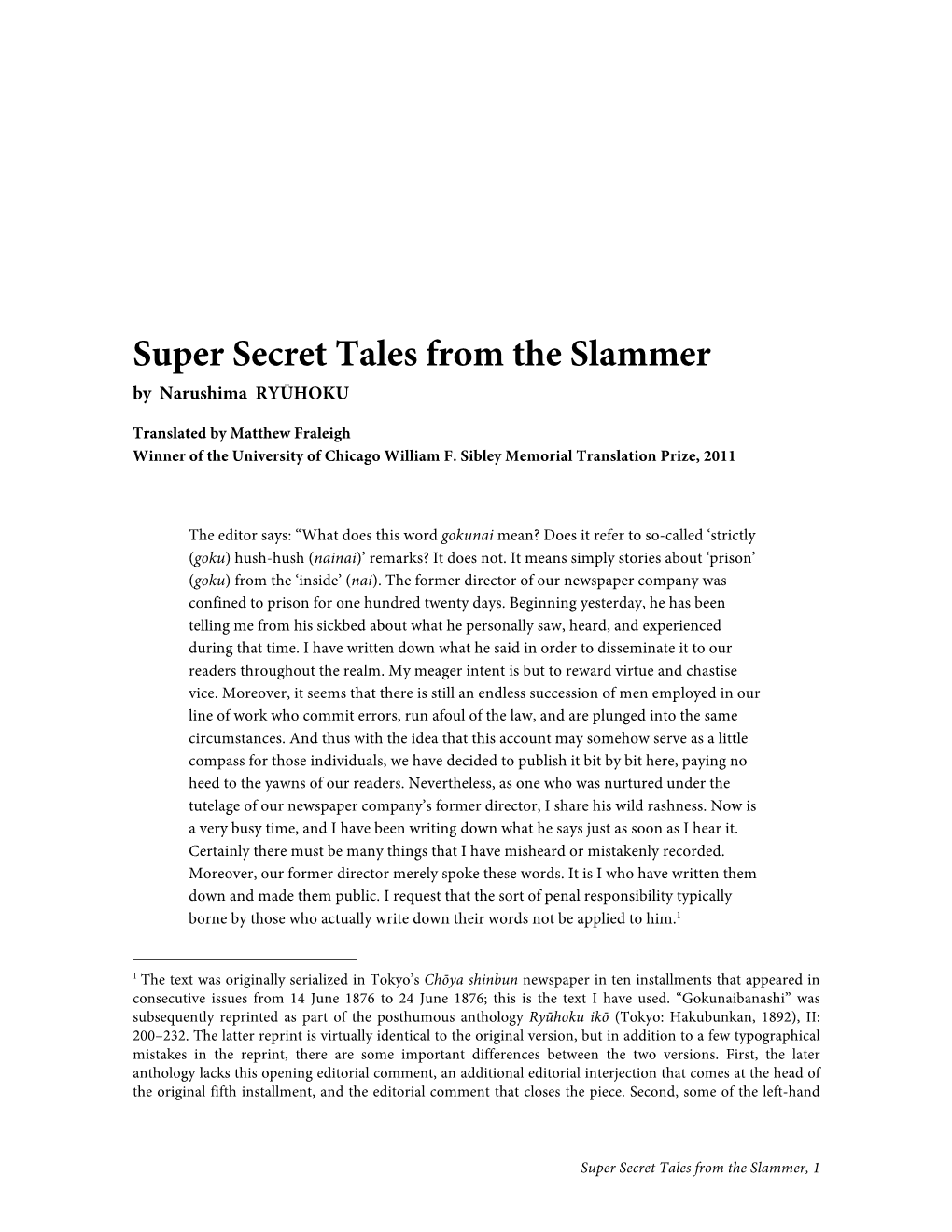 Super Secret Tales from the Slammer (Gokunaibanashi)