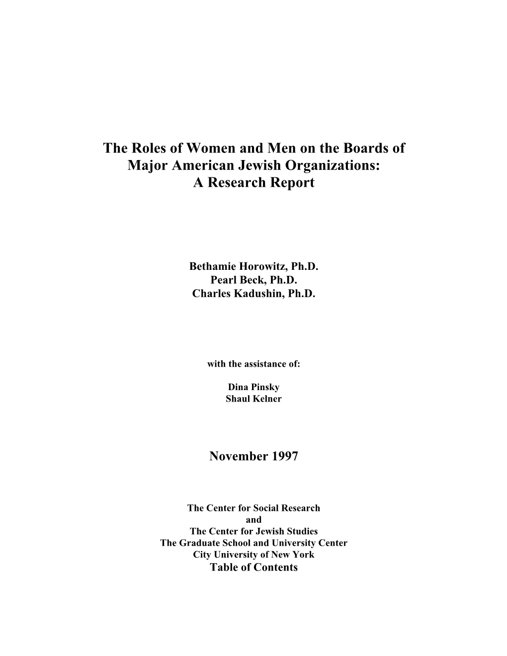 Roles of Women and Men on the Boards of Major American Jewish Organizations.Pdf