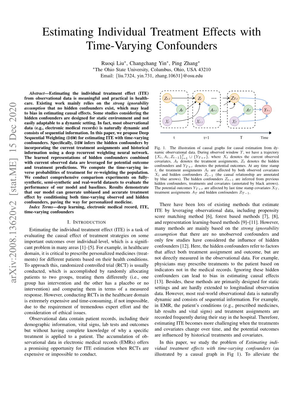 Estimating Individual Treatment Effects with Time-Varying Confounders