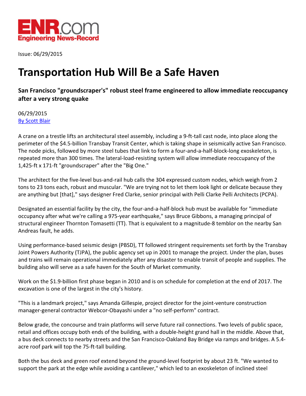 Transportation Hub Will Be a Safe Haven