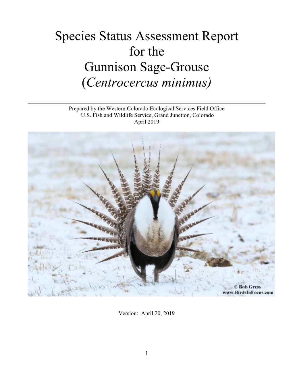 Gunnison Sage-Grouse Species Status Assessment Report