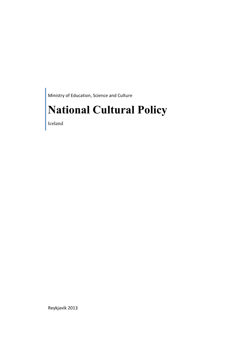 National Cultural Policy Iceland