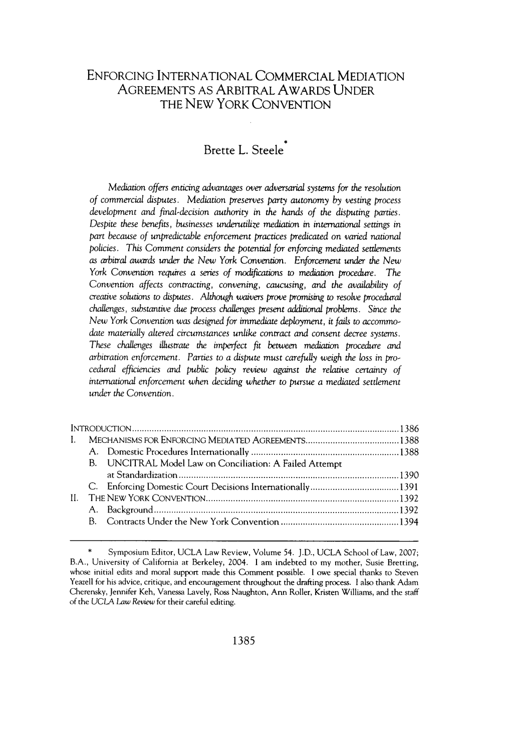 Enforcing International Commercial Mediation Agreements As Arbitral Awards Under the New York Convention