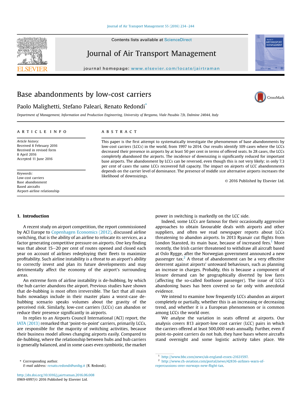 Base Abandonments by Low-Cost Carriers