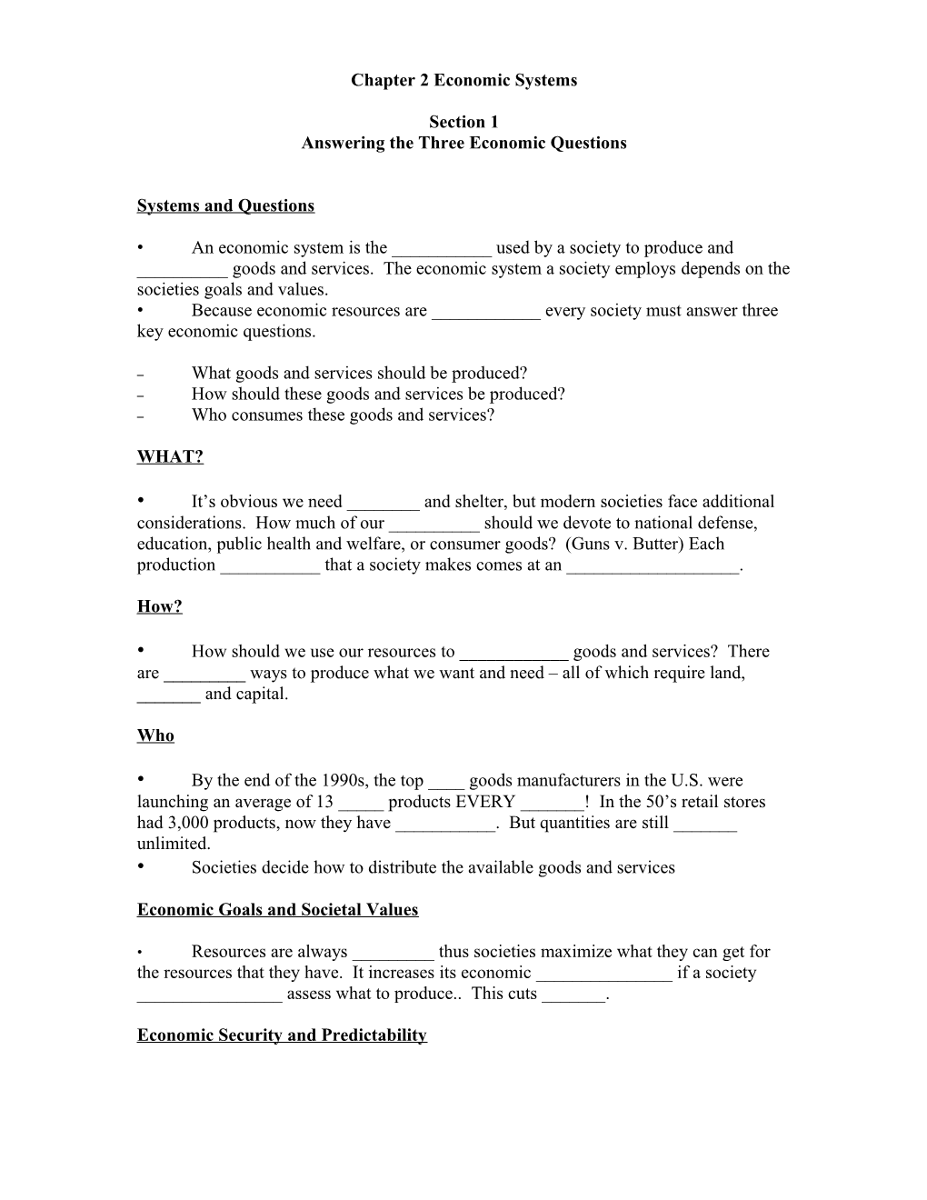 Chapter 2 Economic Systems