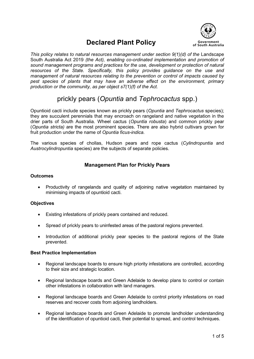 Prickly Pears Policy.Pdf