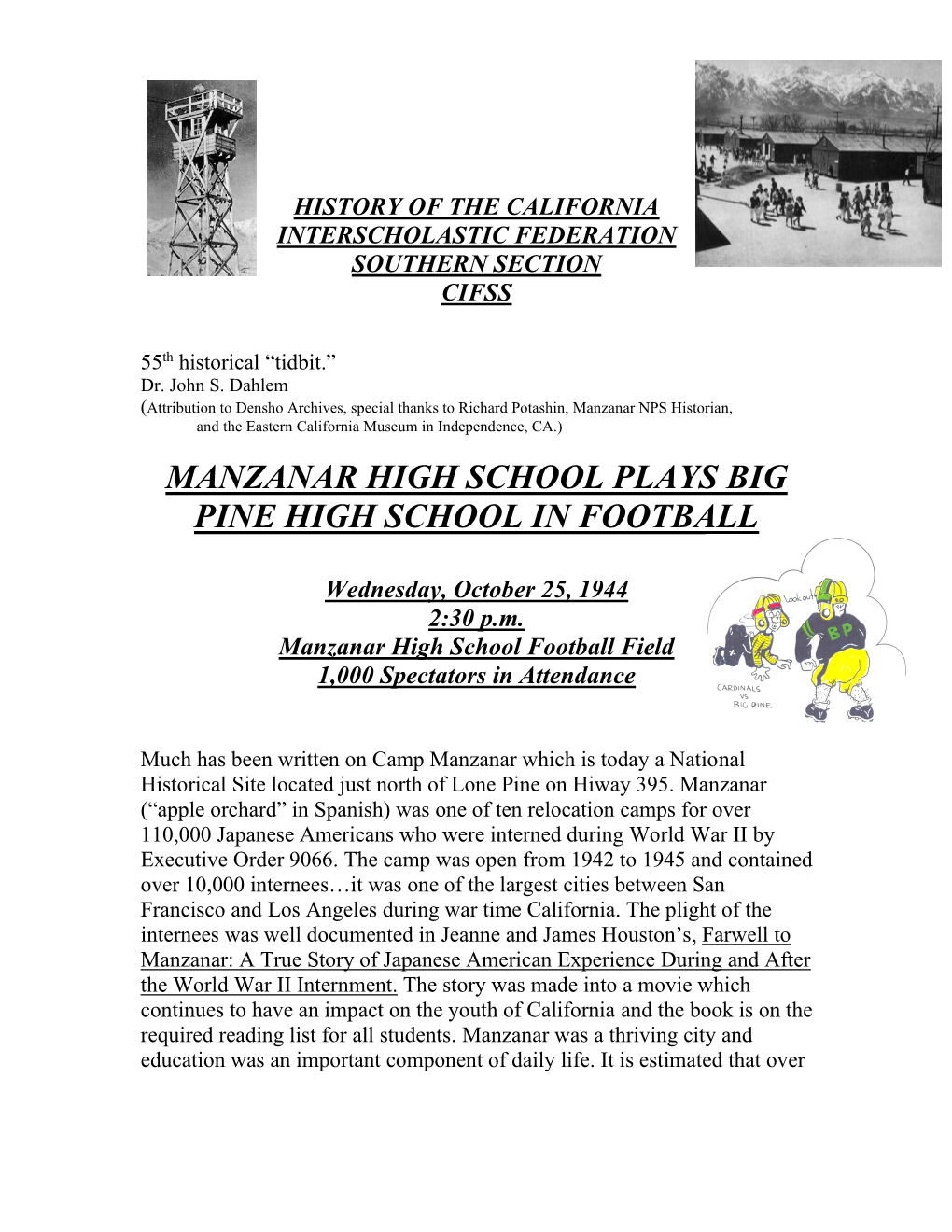 History of the California Interscholastic Federation Southern Section Cifss