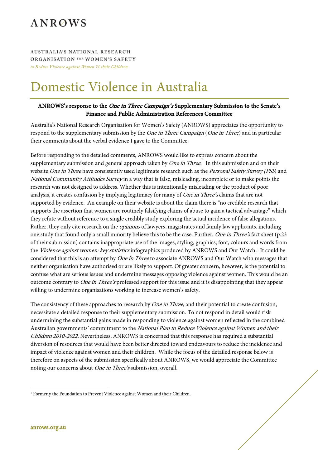 Domestic Violence in Australia