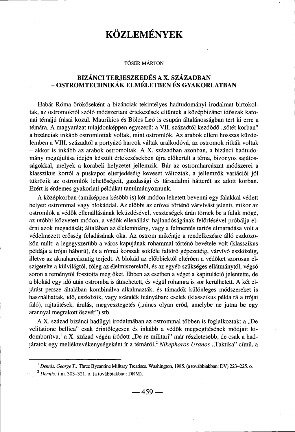 Bizánci Terjeszkedés a X. Században - Ostromtechnikák Elméletben És Gyakorlatban