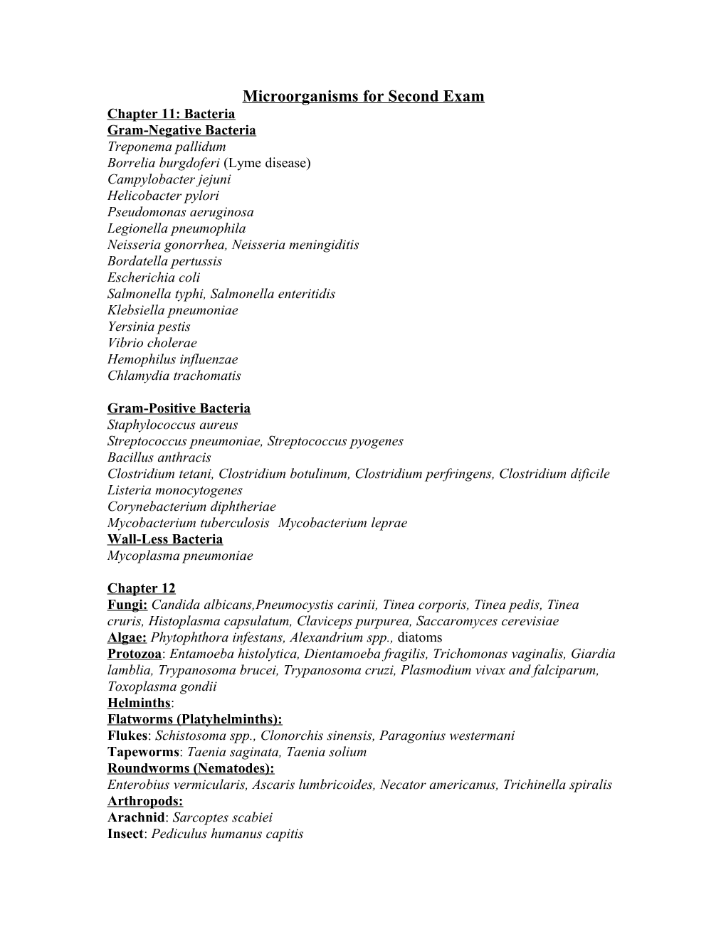 Microorganisms for Second Exam