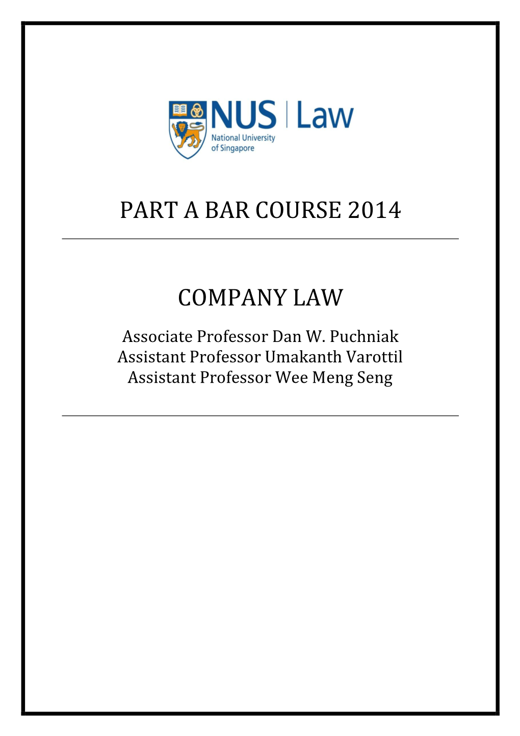 Part a Bar Course 2014 Company Law
