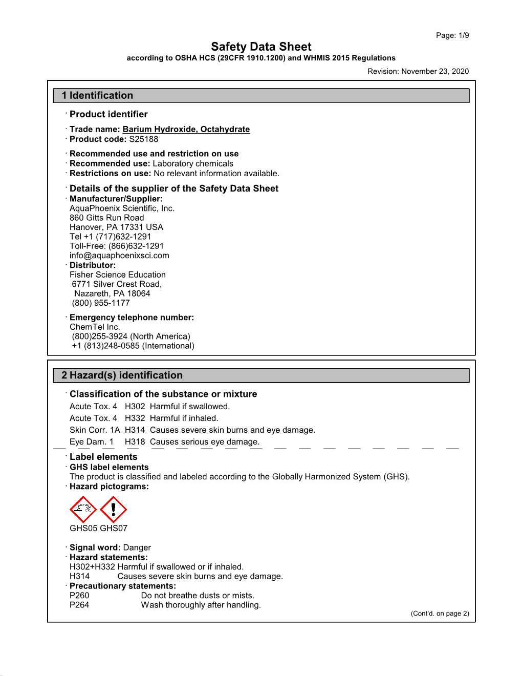 Barium Hydroxide Octahydrate (S25188)