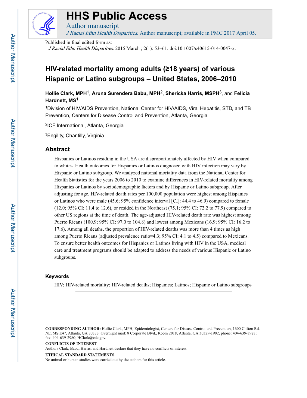 HIV-Related Mortality Among Adults (≥18 Years) of Various Hispanic Or Latino Subgroups – United States, 2006–2010