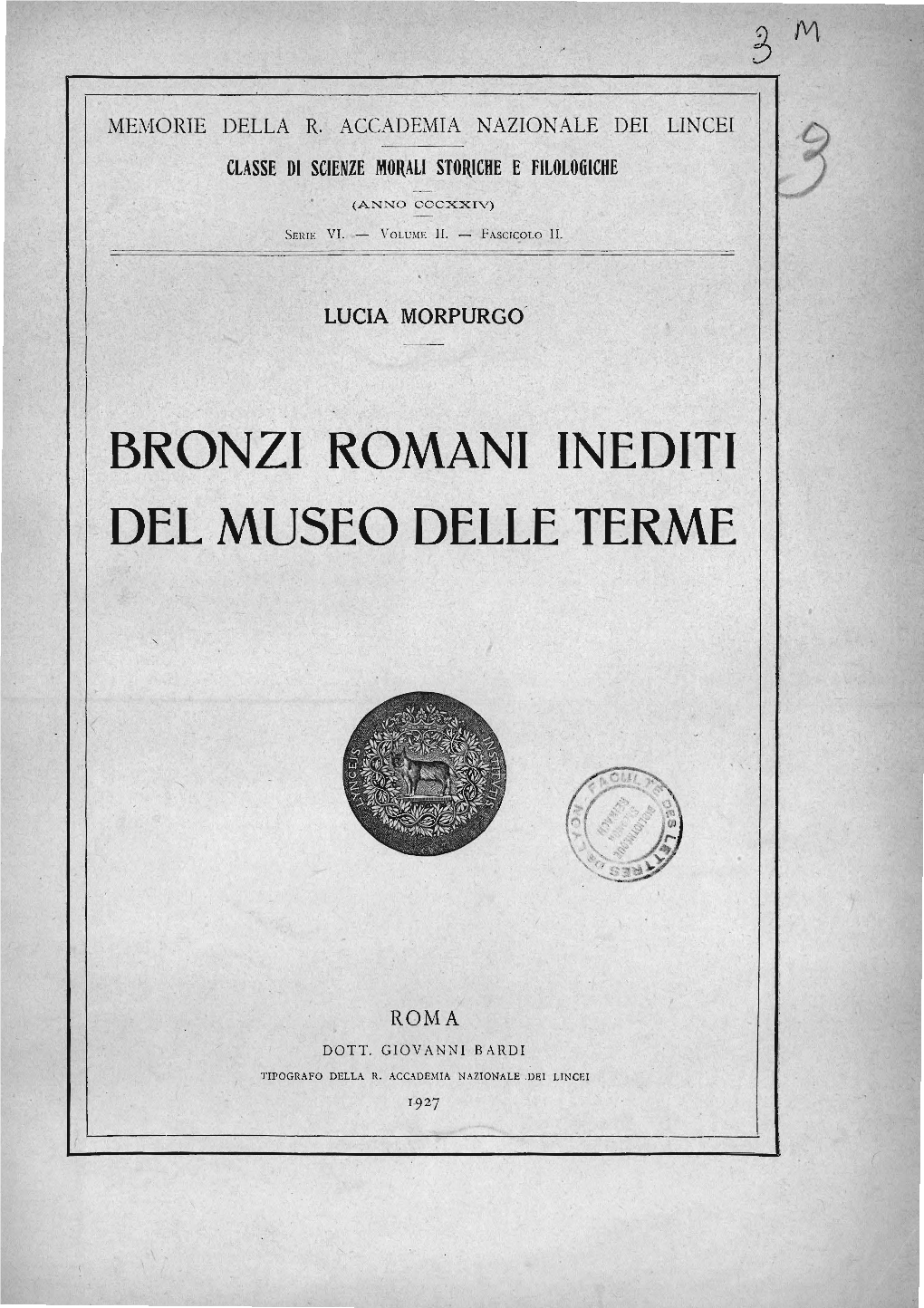 Bronzi Romani Inediti Del Museo Delle Terme