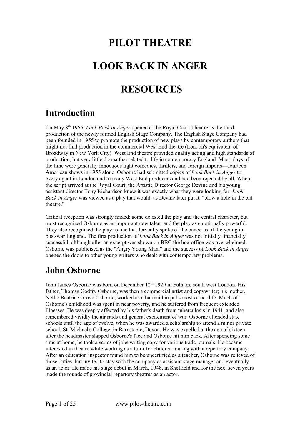 Look Back in Anger by John Osborne