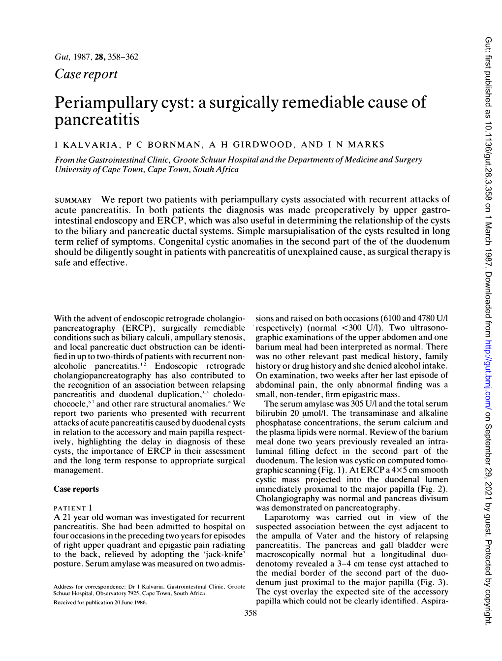 Periampullary Cyst: a Surgically Remediable Cause of Pancreatitis