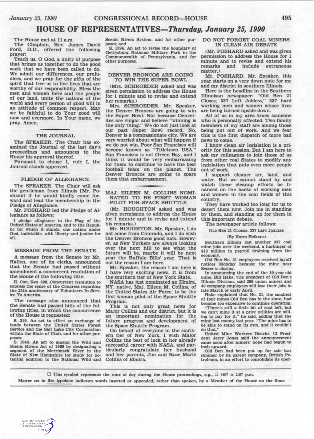 HOUSE of REPRESENTATIVES-Thursday, January 25, 1990 the House Met at 11 A.M