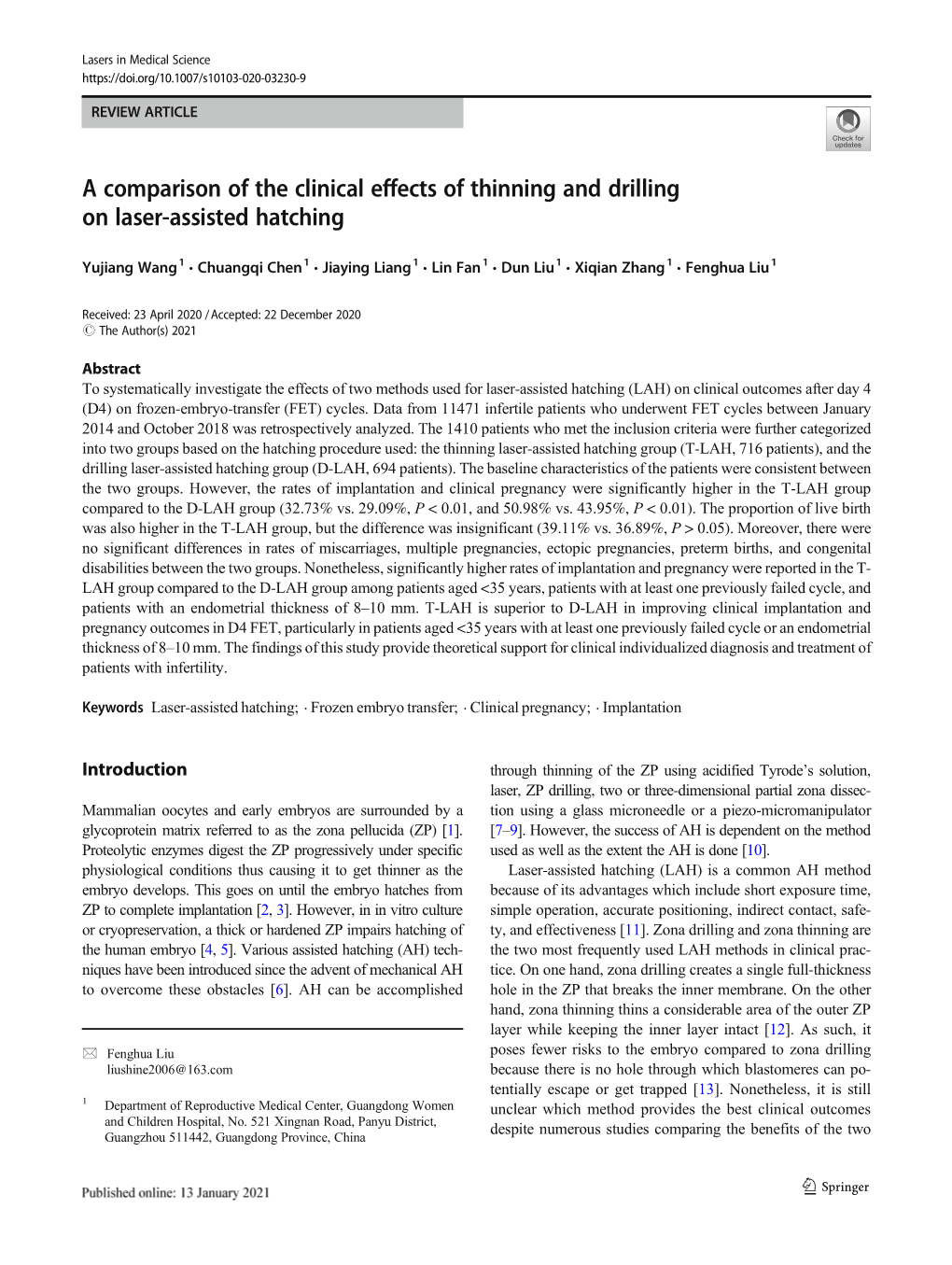 A Comparison of the Clinical Effects of Thinning and Drilling on Laser-Assisted Hatching