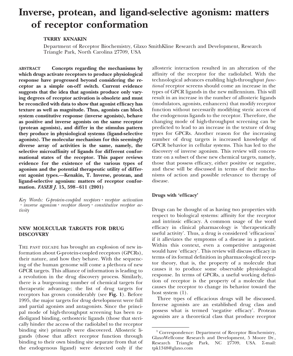 Matters of Receptor Conformation