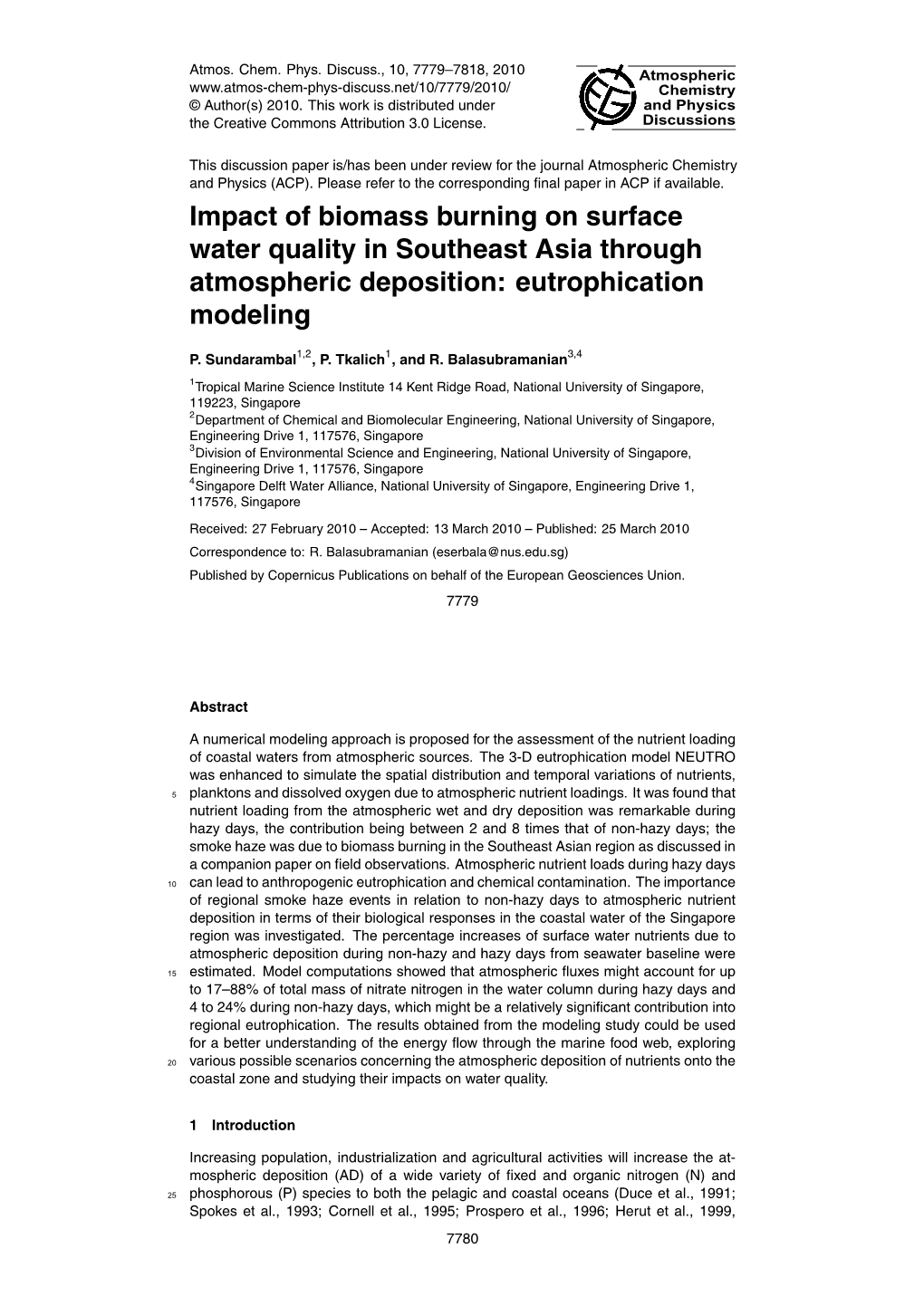 Eutrophication Modeling