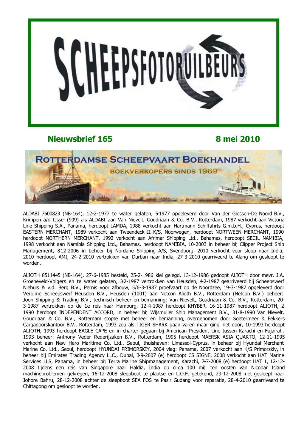 Nieuwsbrief 165 8 Mei 2010