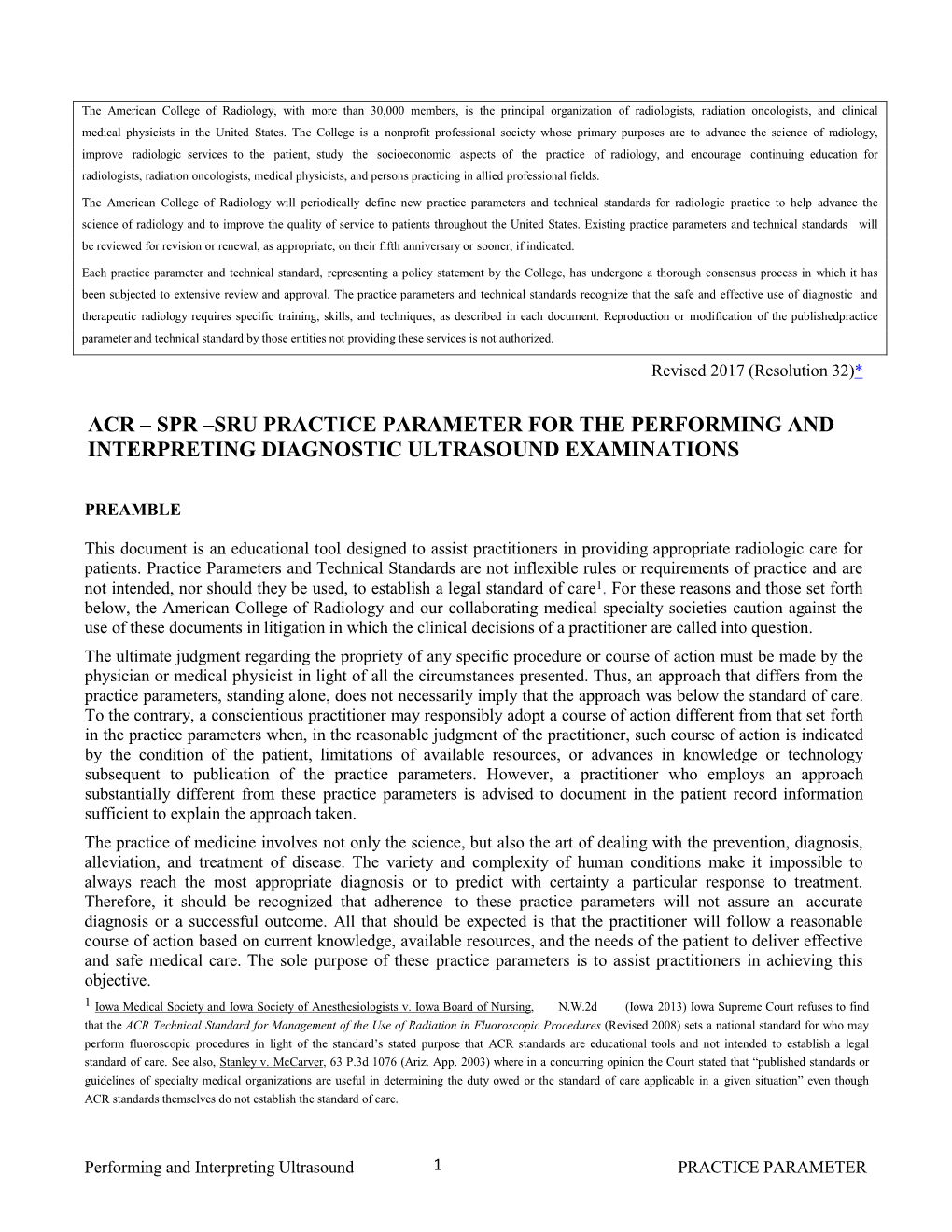 ACR–SPR–SRU Practice Parameter for Performing and Interpreting