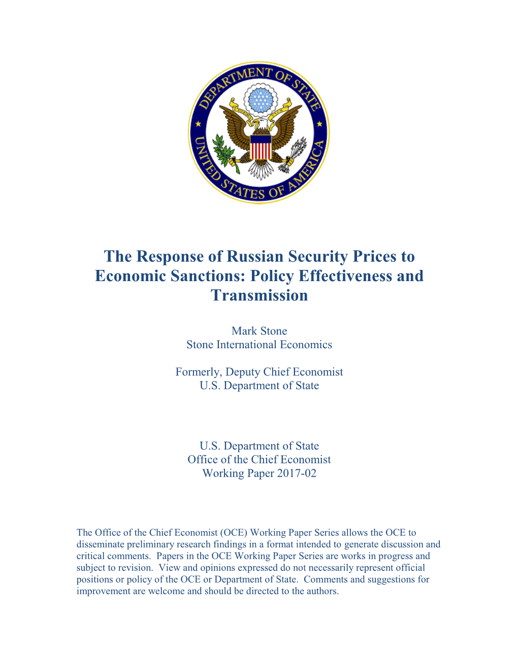 The Response of Russian Security Prices to Economic Sanctions: Policy Effectiveness and Transmission