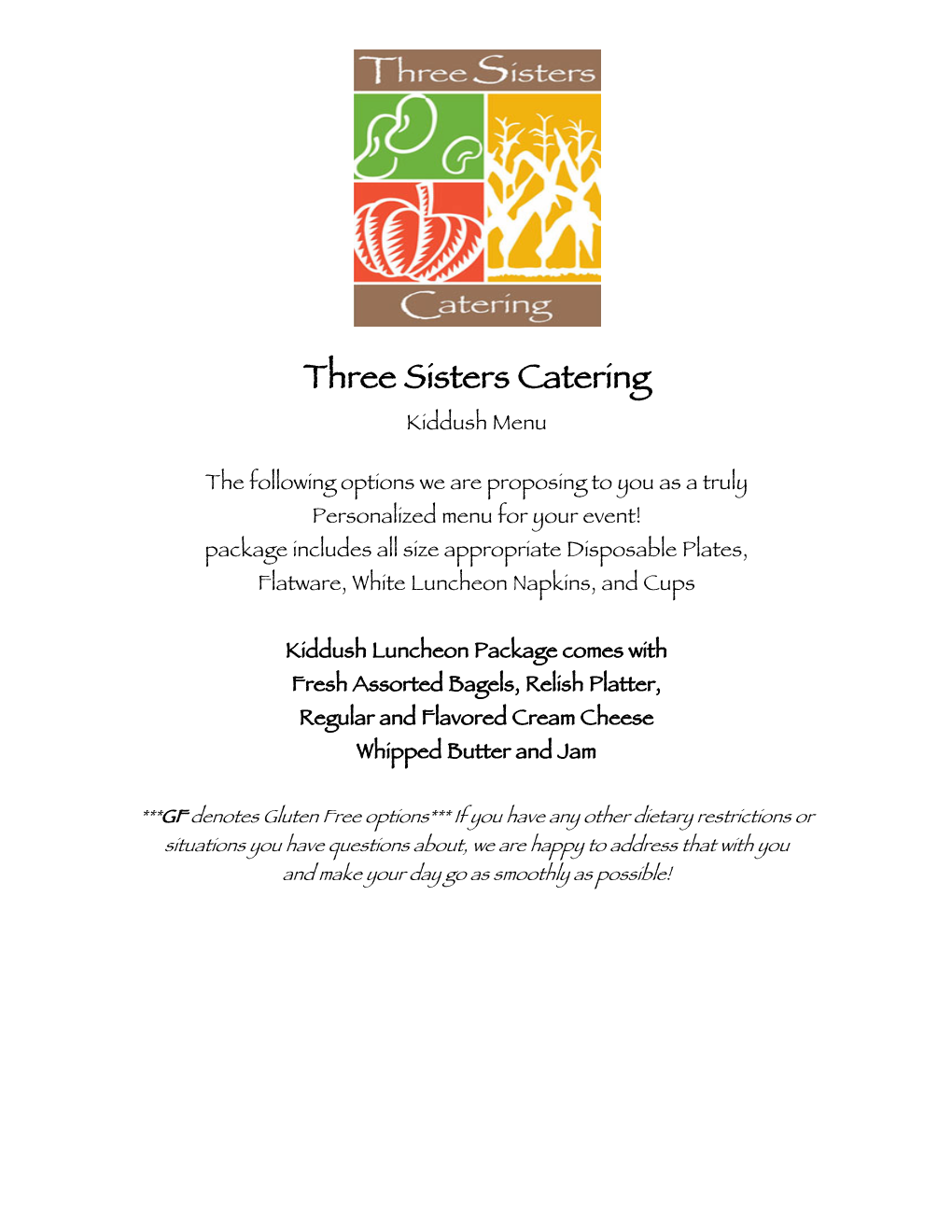 Kiddush Menus