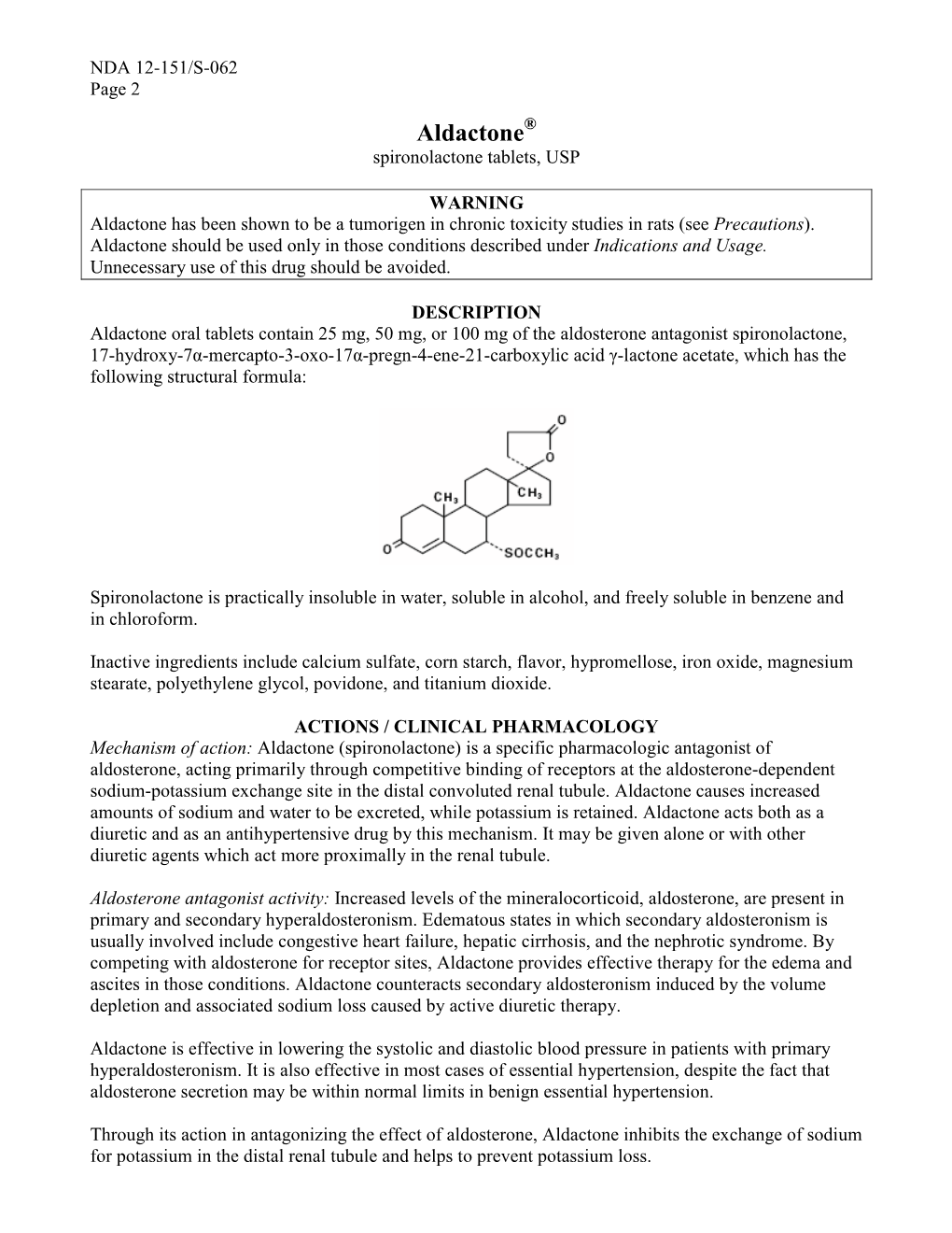 Aldactone® Spironolactone Tablets, USP