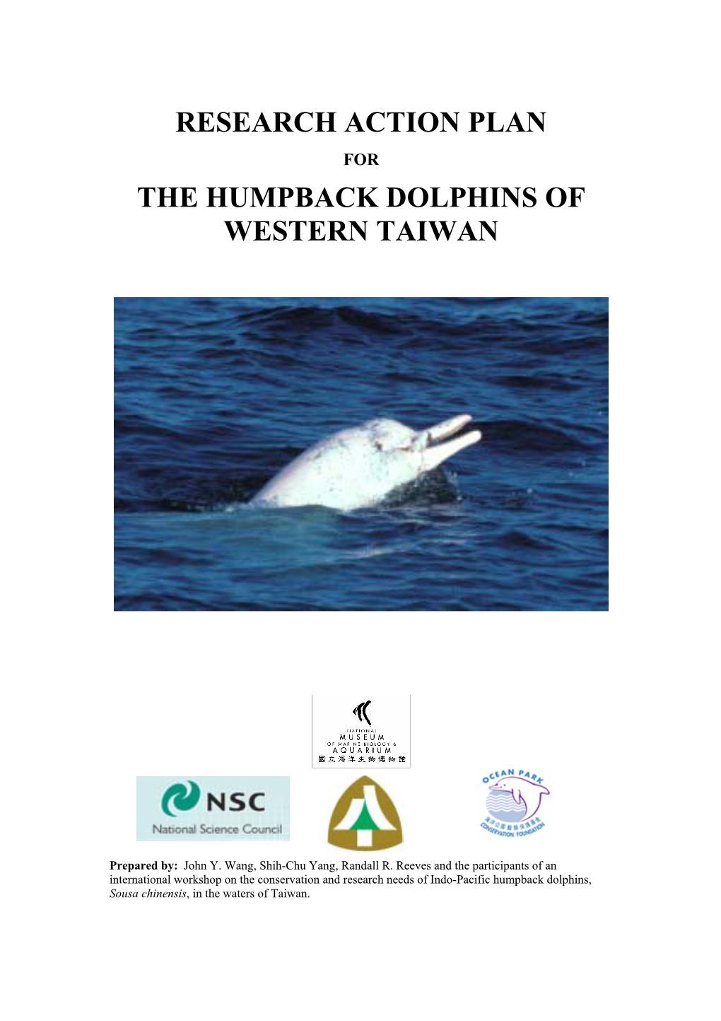 Research Action Plan the Humpback Dolphins of Western Taiwan