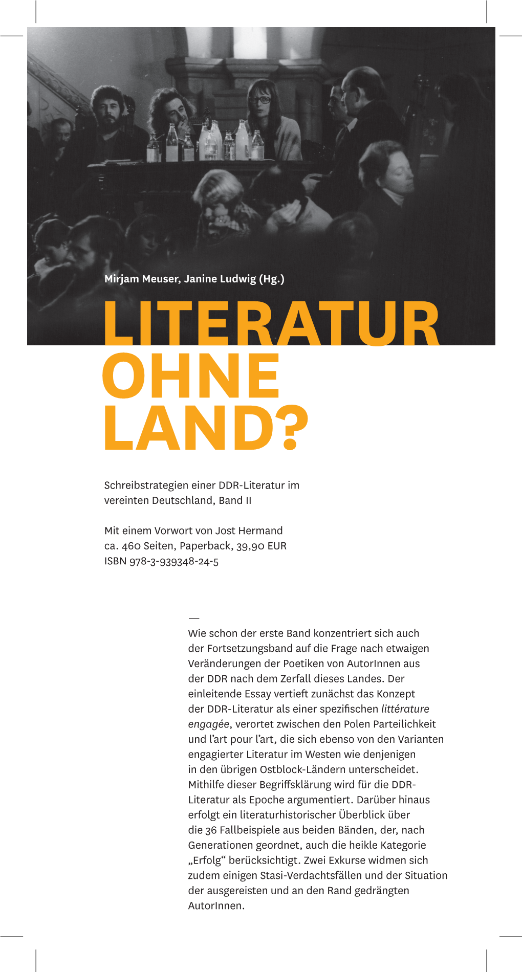 Literatur Ohne Land? Schreibstrategien Einer DDR-Literatur Im Vereinten Deutschland, Band II