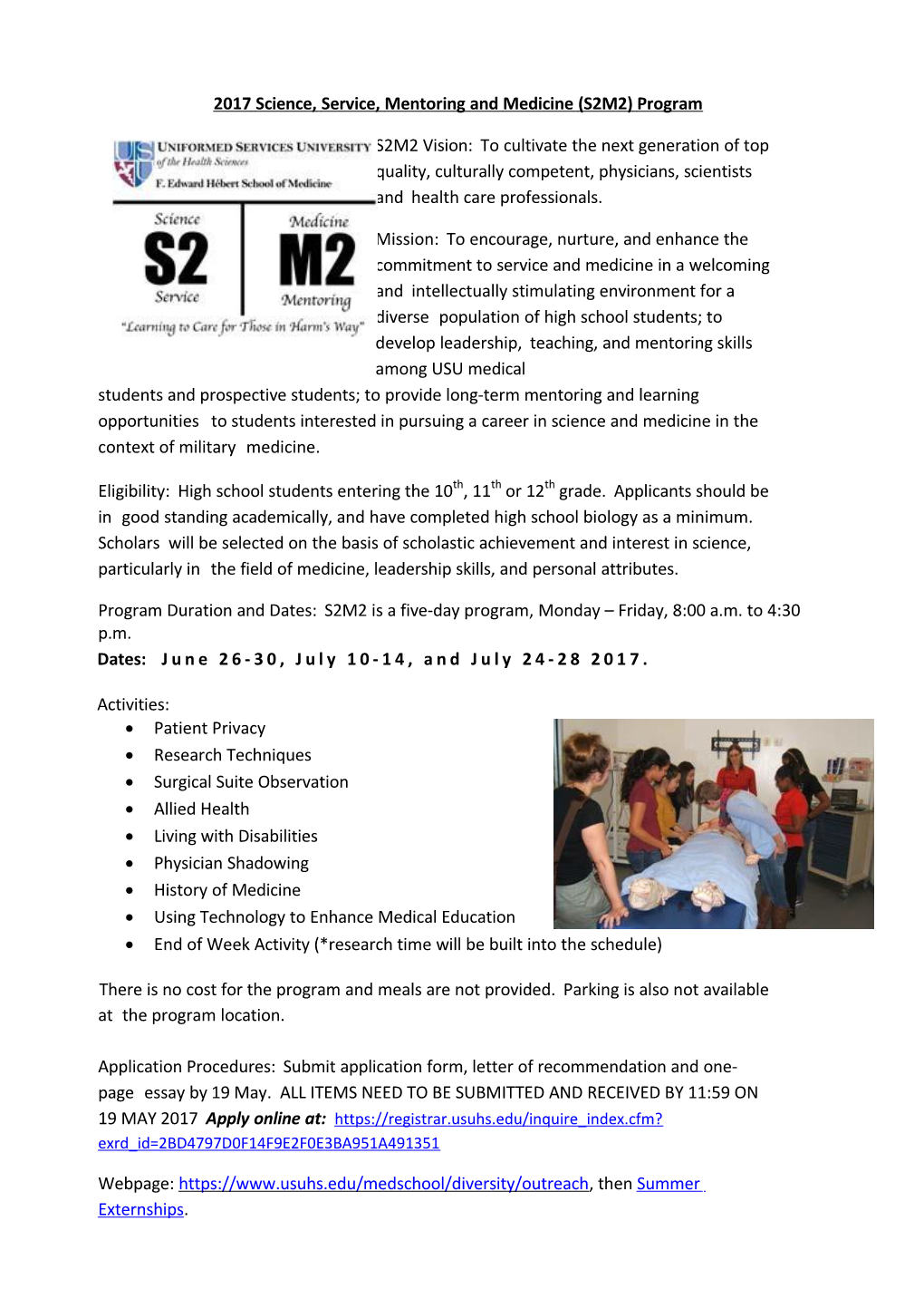 Science Service Mentoring And Medicine(S2M2) Program