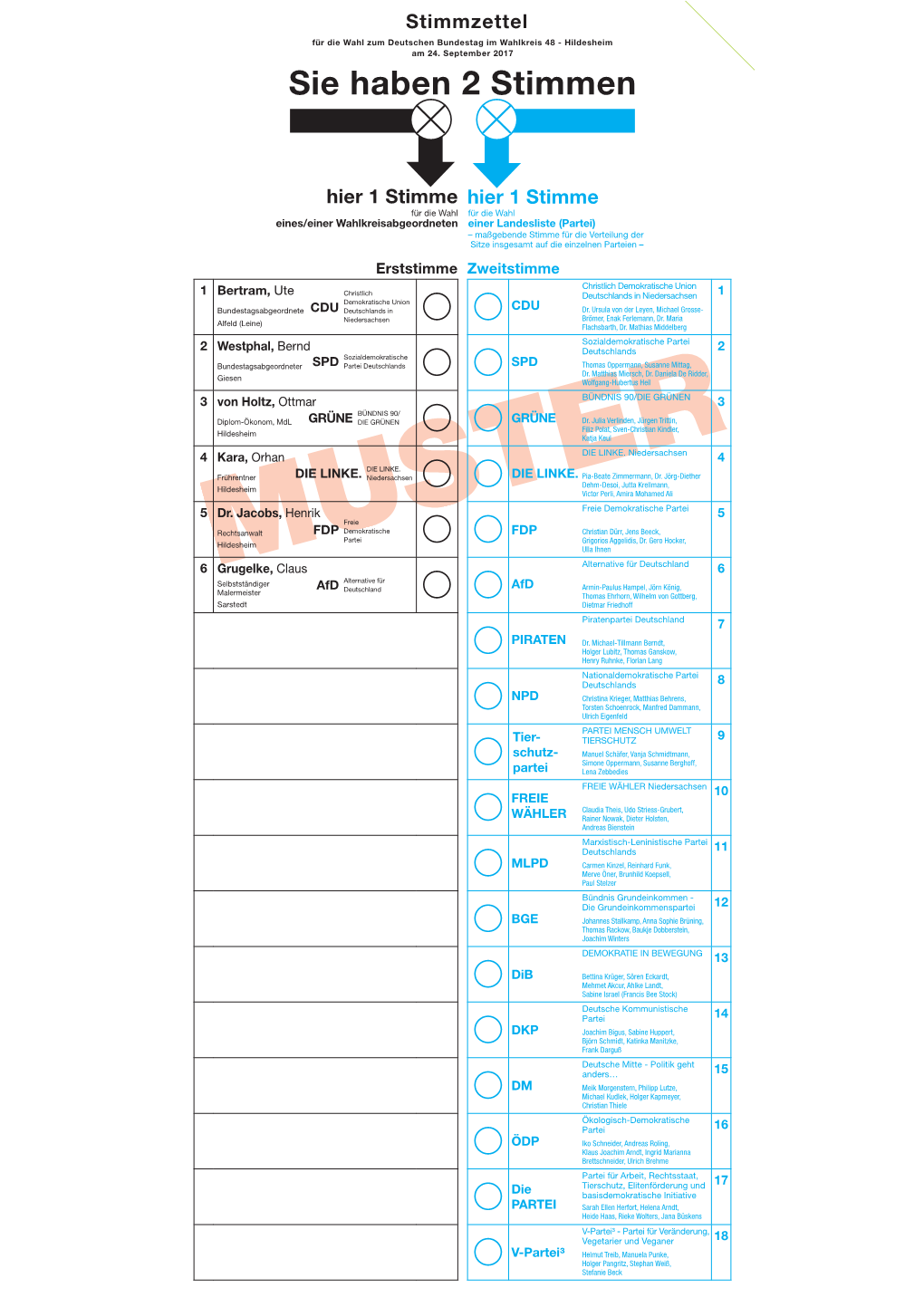 Stimmzettel WK 48