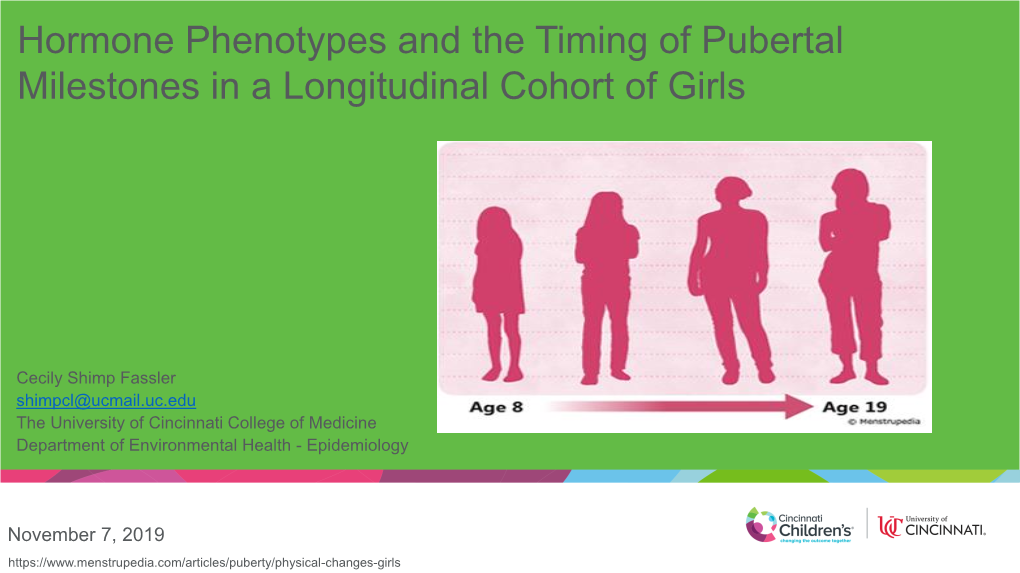 Hormone Phenotypes and the Timing of Pubertal Milestones in a Longitudinal Cohort of Girls
