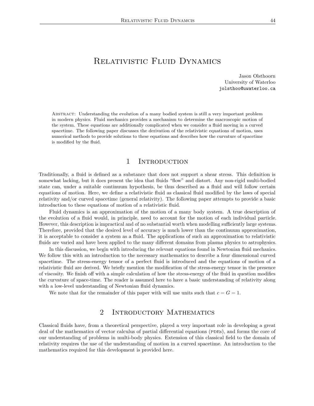 Relativistic Fluid Dynamics