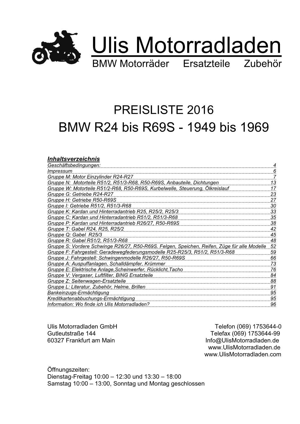 Ulis Motorradladen Ulis Motorradladen BMW Motorräder Ersatzteile Zubehör