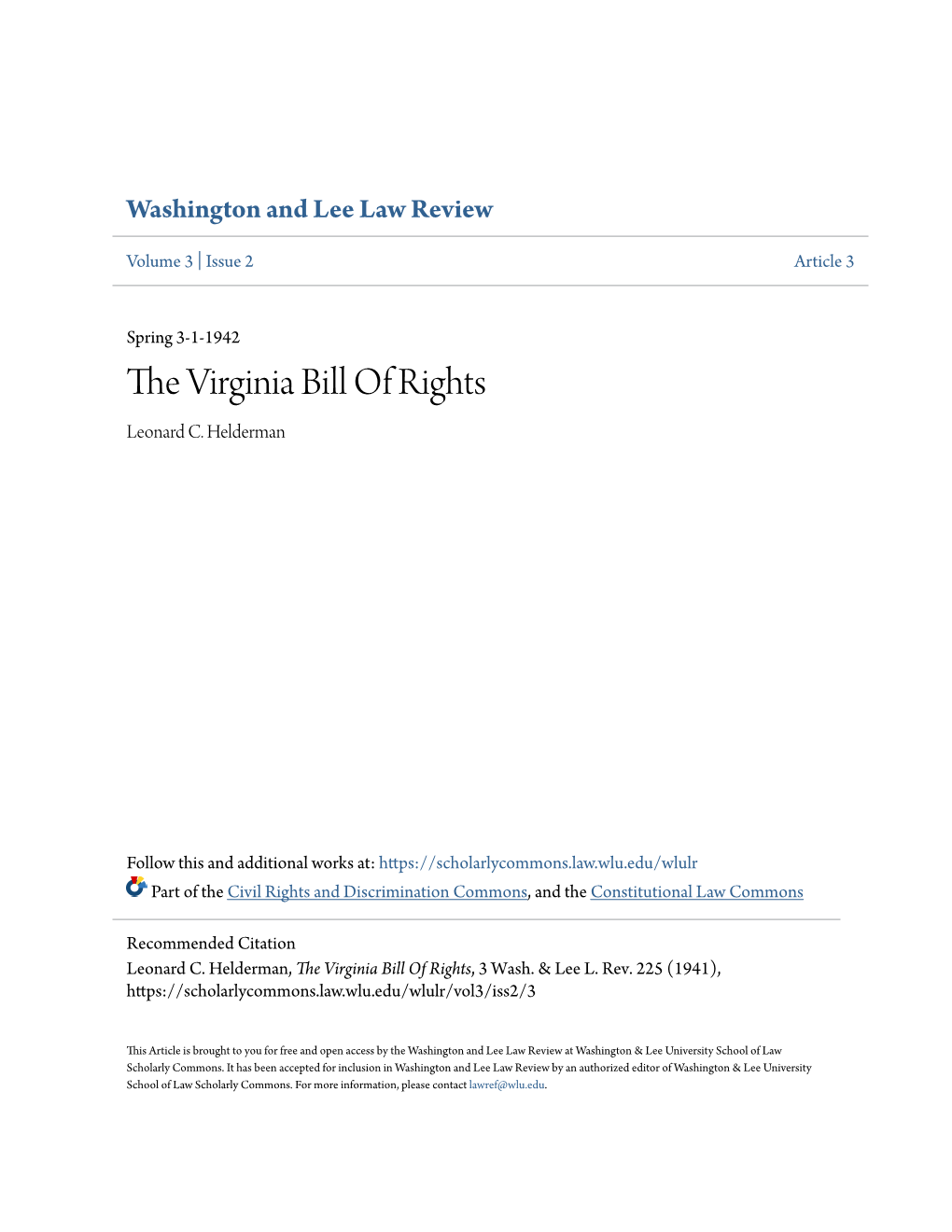 The Virginia Bill of Rights, 3 Wash