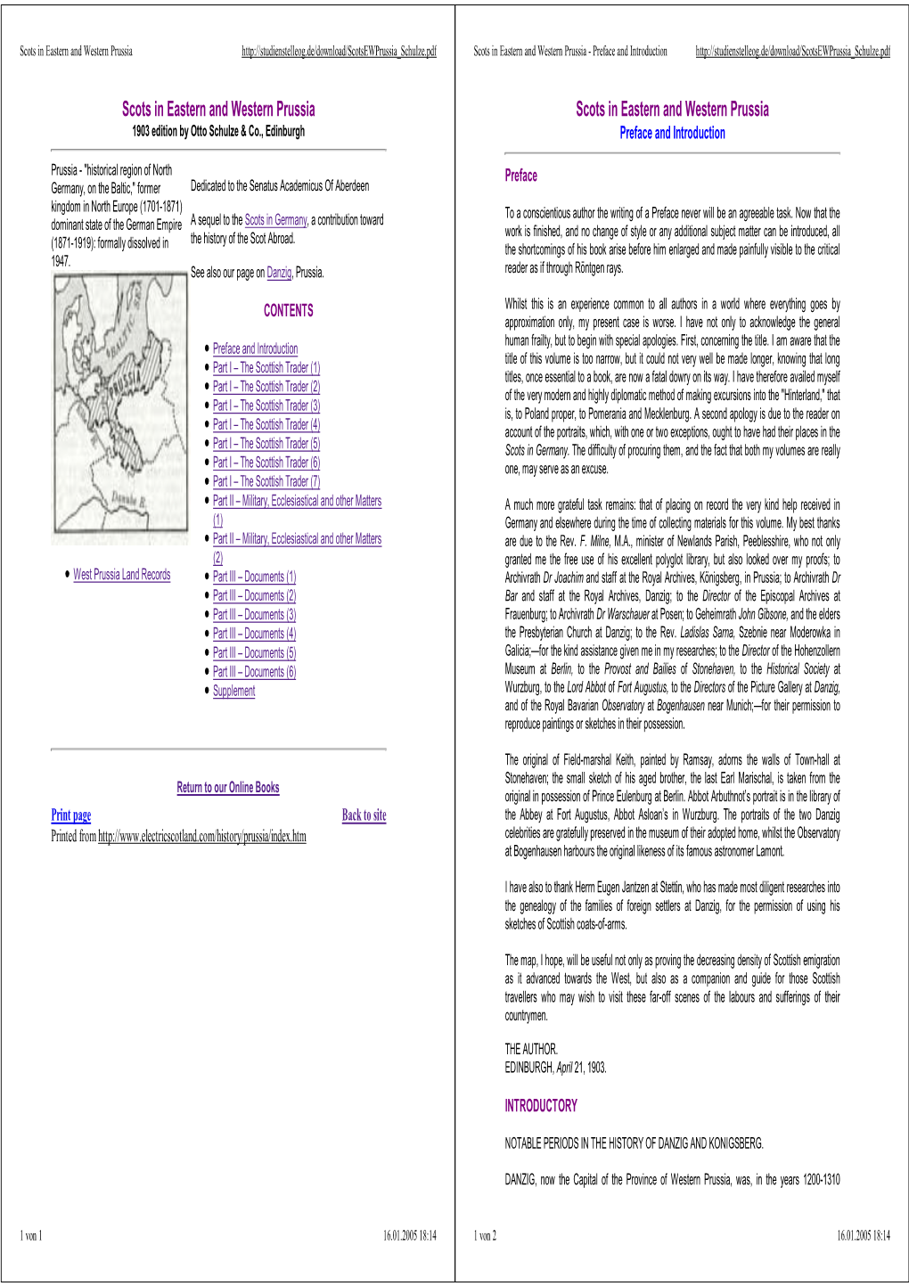 Scots in Eastern and Western Prussia Scots in Eastern and Western Prussia 1903 Edition by Otto Schulze & Co., Edinburgh Preface and Introduction